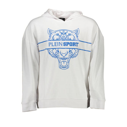 Hooded Sweatshirt Sweater by Plein Sport for men in cotton polyester white showcases a downtown chic silhouette, artfully finished with a downtown chic hooded neckline and for a sophisticated, high-end look.