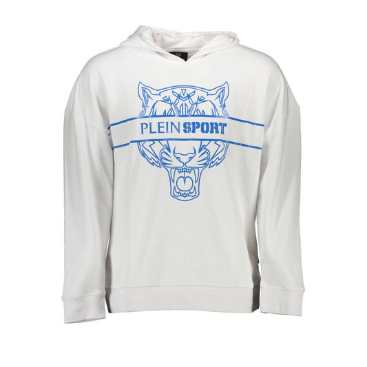 Hooded Sweatshirt Sweater by Plein Sport for men in cotton polyester white showcases a downtown chic silhouette, artfully finished with a downtown chic hooded neckline and for a sophisticated, high-end look.