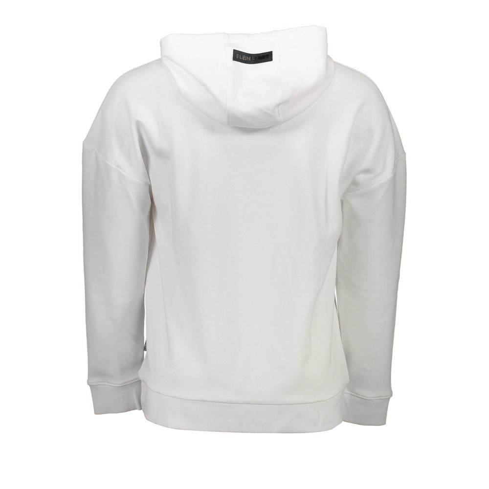 Hooded Sweatshirt Sweater by Plein Sport for men in cotton polyester white showcases a sumptuous silhouette, artfully finished with a sumptuous hooded neckline and for a sophisticated, sumptuous look.