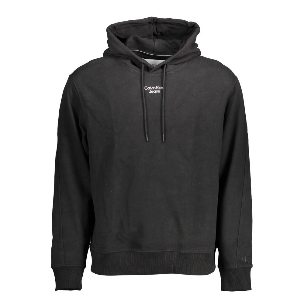 Hooded Sweatshirt Sweater by Calvin Klein for men in cotton black features an polished silhouette, showcasing refined and a sophisticated hooded neckline for a truly polished finish.