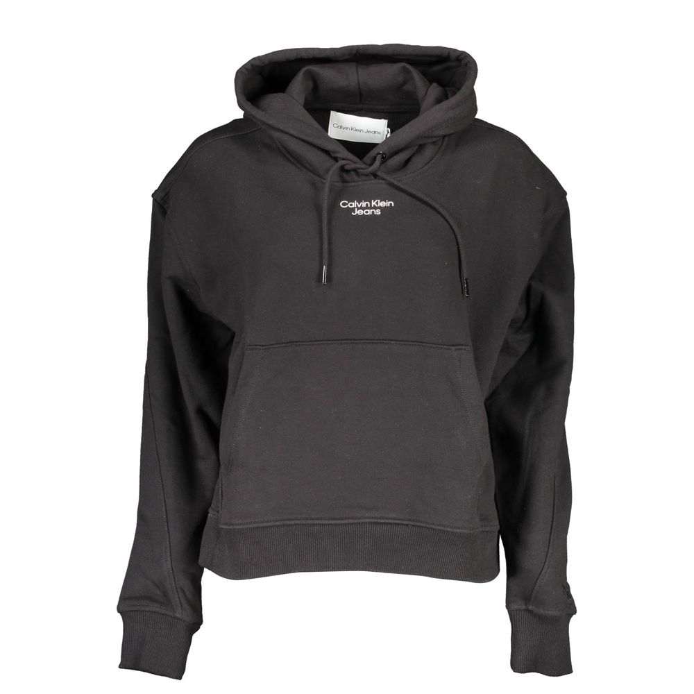 Hooded Sweatshirt Sweater by Calvin Klein for women in cotton black showcases a sumptuous silhouette, artfully finished with a sumptuous hooded neckline and for a sophisticated, sumptuous look.