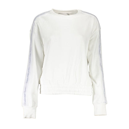 Sweatshirt Sweater by Calvin Klein for women in cotton white showcases a sumptuous silhouette, artfully finished with a sumptuous round neckline and for a sophisticated, sumptuous look.