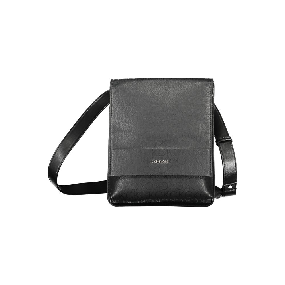 Shoulder Bag by Calvin Klein for men in polyester black features a stately silhouette, showcasing a secure snap, ample internal-pockets, and stately shoulder-strap & adjustable-strap for a stately finish.