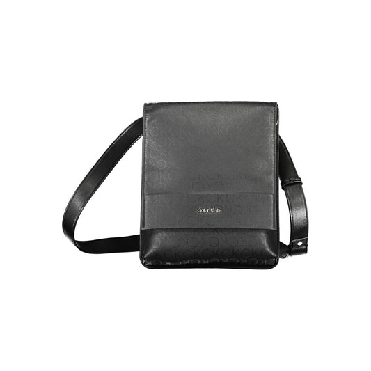 Shoulder Bag by Calvin Klein for men in polyester black features a stately silhouette, showcasing a secure snap, ample internal-pockets, and stately shoulder-strap & adjustable-strap for a stately finish.