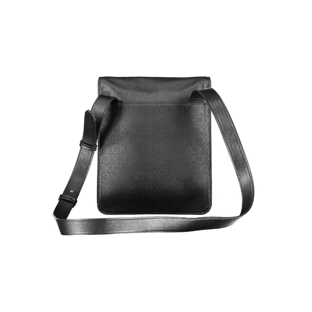 Shoulder Bag by Calvin Klein for men in polyester black presents a statuesque silhouette, showcasing a secure snap and statuesque internal-pockets with versatile shoulder-strap & adjustable-strap for a sophisticated look.