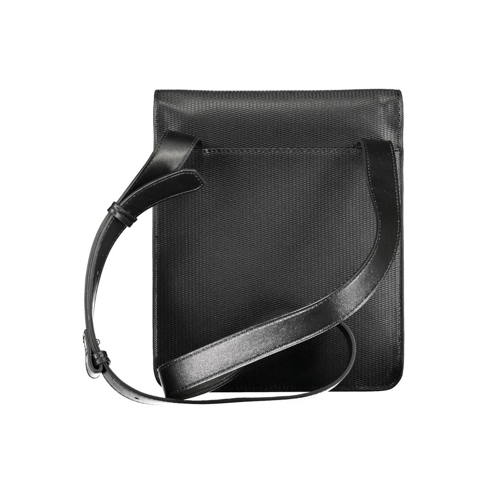 Shoulder Bag by Calvin Klein for men in polyester black presents a statuesque silhouette, showcasing a secure snap and statuesque internal-pockets with versatile shoulder-strap & adjustable-strap for a sophisticated look.