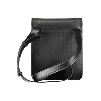 Shoulder Bag by Calvin Klein for men in polyester black presents a statuesque silhouette, showcasing a secure snap and statuesque internal-pockets with versatile shoulder-strap & adjustable-strap for a sophisticated look.