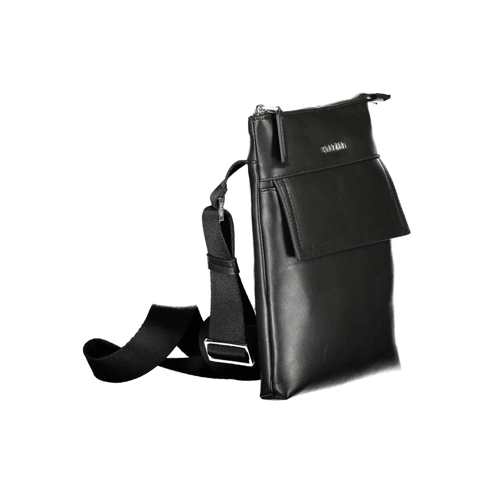 Shoulder Bag by Calvin Klein for men in polyester black showcases a statuesque silhouette, artfully detailed with a secure zipper, organized external-pockets & internal-pockets, and versatile shoulder-strap & adjustable-strap for a statuesque look.