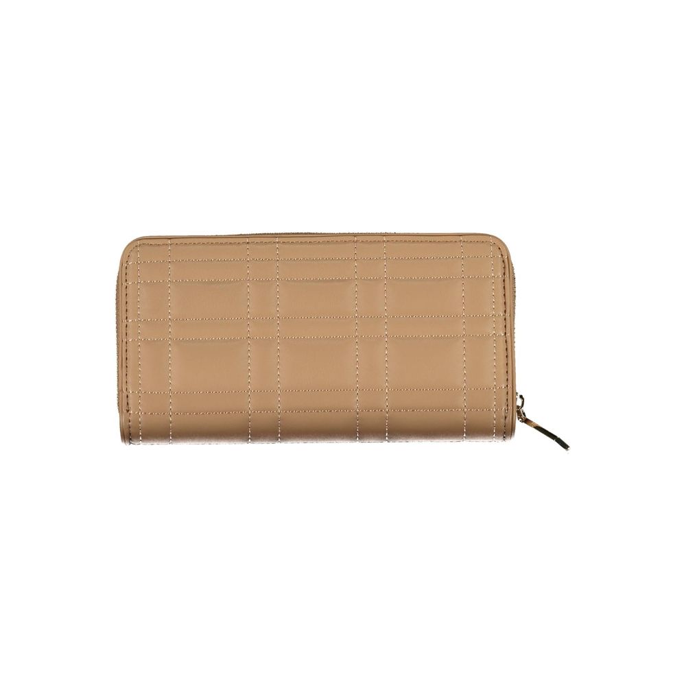 Cardholder Wallet by Calvin Klein for women in polyester faux leather beige features a streamlined silhouette, showcasing the streamlined Polyester Faux Leather Cardholder Wallet design with sophisticated card-organization rfid-protection coin-purse for a premium look.