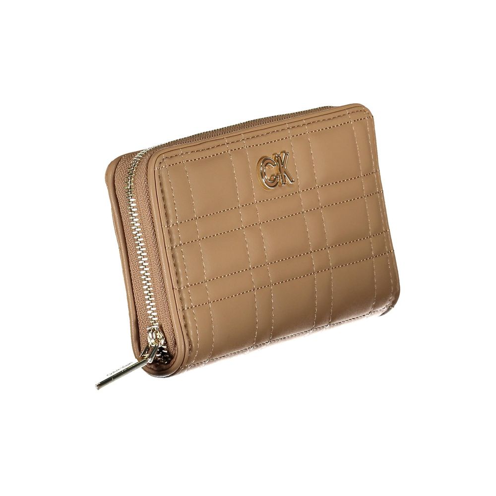 Cardholder Wallet by Calvin Klein for women in polyester faux leather beige presents a refined silhouette, artfully capturing the essence of the Polyester Faux Leather Cardholder Wallet design with sophisticated card-organization rfid-protection coin-purse for a refined look.