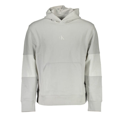 Hooded Sweatshirt Sweater by Calvin Klein for men in cotton gray features an tactile silhouette, showcasing a sophisticated hooded neckline and tactile for a refined finish.