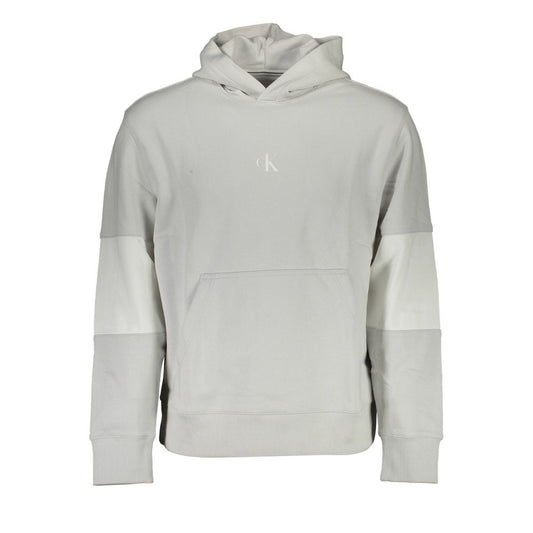 Hooded Sweatshirt Sweater by Calvin Klein for men in cotton gray features an tactile silhouette, showcasing a sophisticated hooded neckline and tactile for a refined finish.