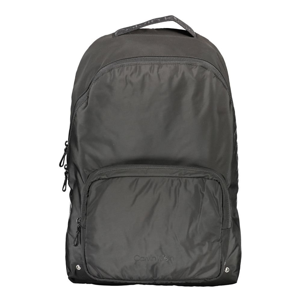 Backpack by Calvin Klein for men in polyester black features a refined silhouette, showcasing the Polyester Backpack design with a secure zipper, ample external-pockets, internal-pockets & laptop-compartment, and versatile backpack-strap, adjustable-strap & handle.