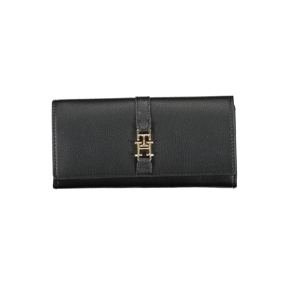 Wallet by Tommy Hilfiger for women in polyethylene black showcases a refined silhouette, artfully capturing the essence of the refined Polyethylene Wallet design with functional coin-purse.