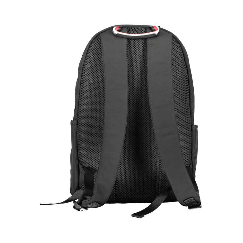 Backpack by Tommy Hilfiger for men in polyester black & signature features an stately silhouette from the Polyester Backpack range, with a secure zipper, ample external-pockets, internal-pockets & laptop-compartment, and versatile handle, backpack-strap & adjustable-strap.