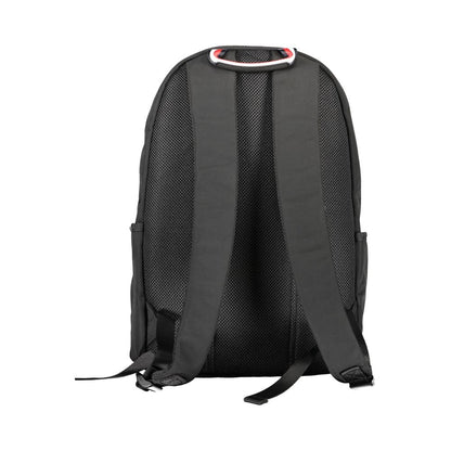 Backpack by Tommy Hilfiger for men in polyester black & signature features an stately silhouette from the Polyester Backpack range, with a secure zipper, ample external-pockets, internal-pockets & laptop-compartment, and versatile handle, backpack-strap & adjustable-strap.