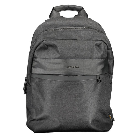 Backpack by Calvin Klein for men in polyester black showcases an architectural Polyester Backpack design, featuring a secure zipper, ample external-pockets, and architectural handle, backpack-strap & adjustable-strap for a sophisticated look.