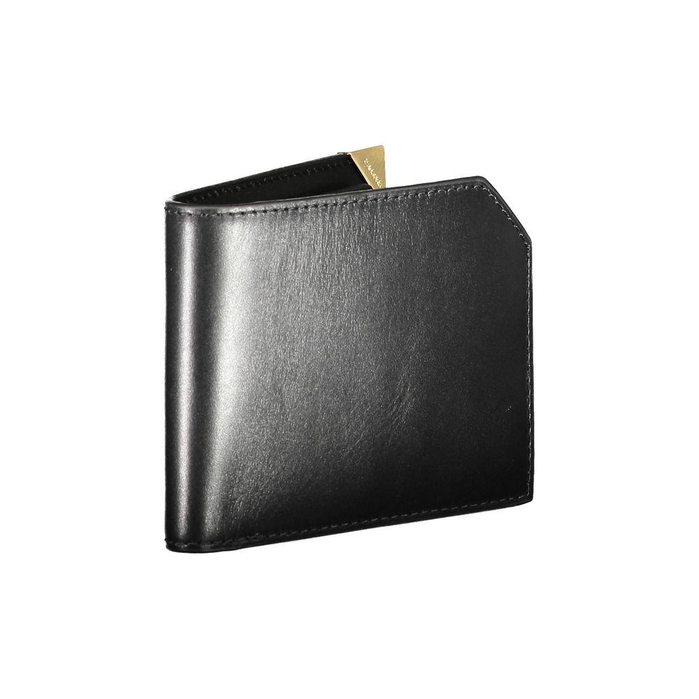 Wallet by Calvin Klein for men in leather black showcases a refined silhouette, artfully detailed with the signature style of the Leather Wallet and functional rfid-protection.