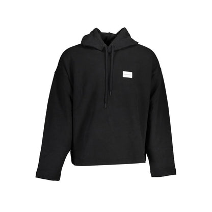 Hooded Sweater by Calvin Klein for men in cotton black features an tactile silhouette, showcasing a sophisticated hooded neckline and tactile for a refined finish.
