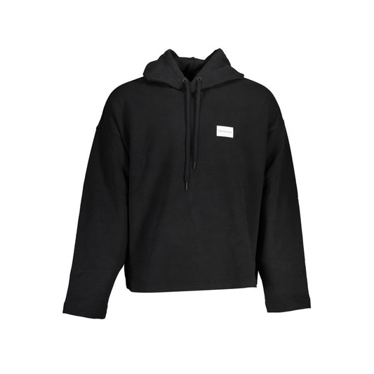 Hooded Sweater by Calvin Klein for men in cotton black features an tactile silhouette, showcasing a sophisticated hooded neckline and tactile for a refined finish.