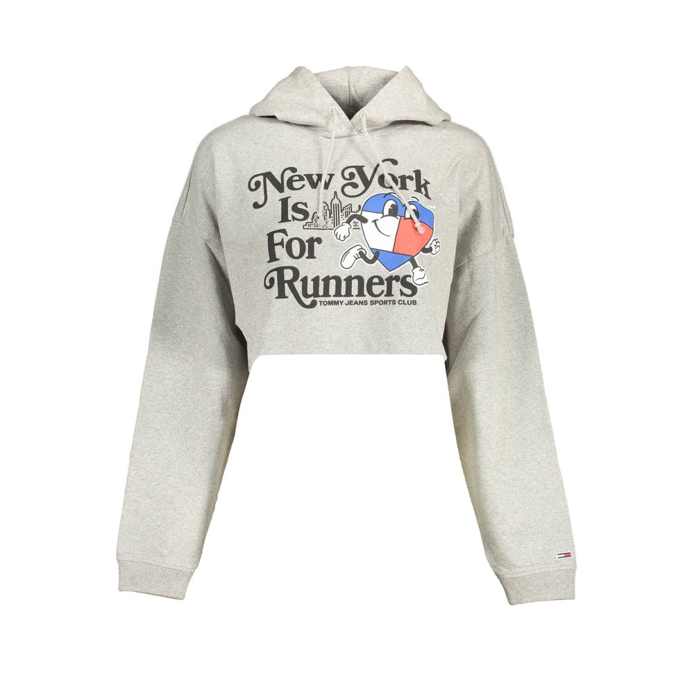 Hooded Sweatshirt by Tommy Hilfiger for women in cotton gray features an magnificent silhouette, showcasing a sophisticated hooded neckline and detail for a truly magnificent finish.