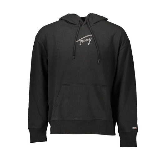 Hooded Sweatshirt Sweater by Tommy Hilfiger for men in cotton black showcases a downtown chic silhouette, artfully finished with a downtown chic hooded neckline and long-sleeve for a sophisticated, high-end look.