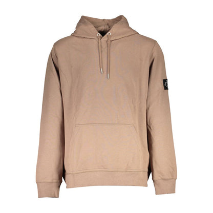 Hooded Sweatshirt Sweater by Calvin Klein for men in cotton brown features an tactile silhouette, showcasing a sophisticated hooded neckline and tactile for a refined finish.