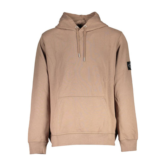 Hooded Sweatshirt Sweater by Calvin Klein for men in cotton brown features an tactile silhouette, showcasing a sophisticated hooded neckline and tactile for a refined finish.