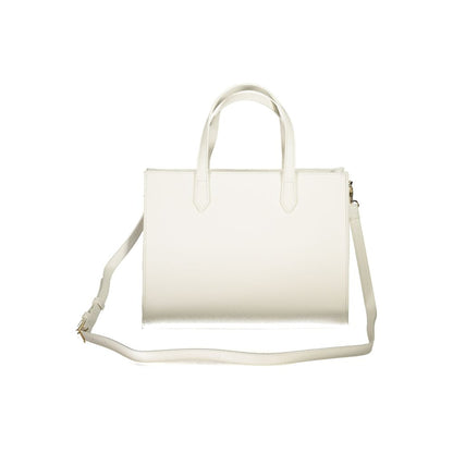 Shopper Handbag by Mario Valentino for women in polyethylene white & signature features a refined silhouette, showcasing a secure zipper, organized internal-pockets, and versatile shoulder-strap, handle & adjustable-strap for a refined finish.
