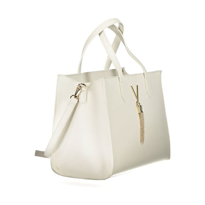 This Shopper Handbag by Mario Valentino for women in polyethylene and white & signature presents a sculptural silhouette featuring a secure zipper, ample internal-pockets, and versatile shoulder-strap, handle & adjustable-strap for a sculptural finish.