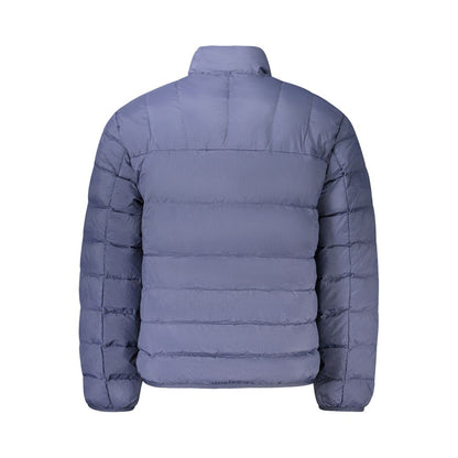 Overcoat by Tommy Hilfiger for men in nylon blue presents a luxurious silhouette, showcasing a luxurious and sophisticated pockets for a premium, luxurious look.