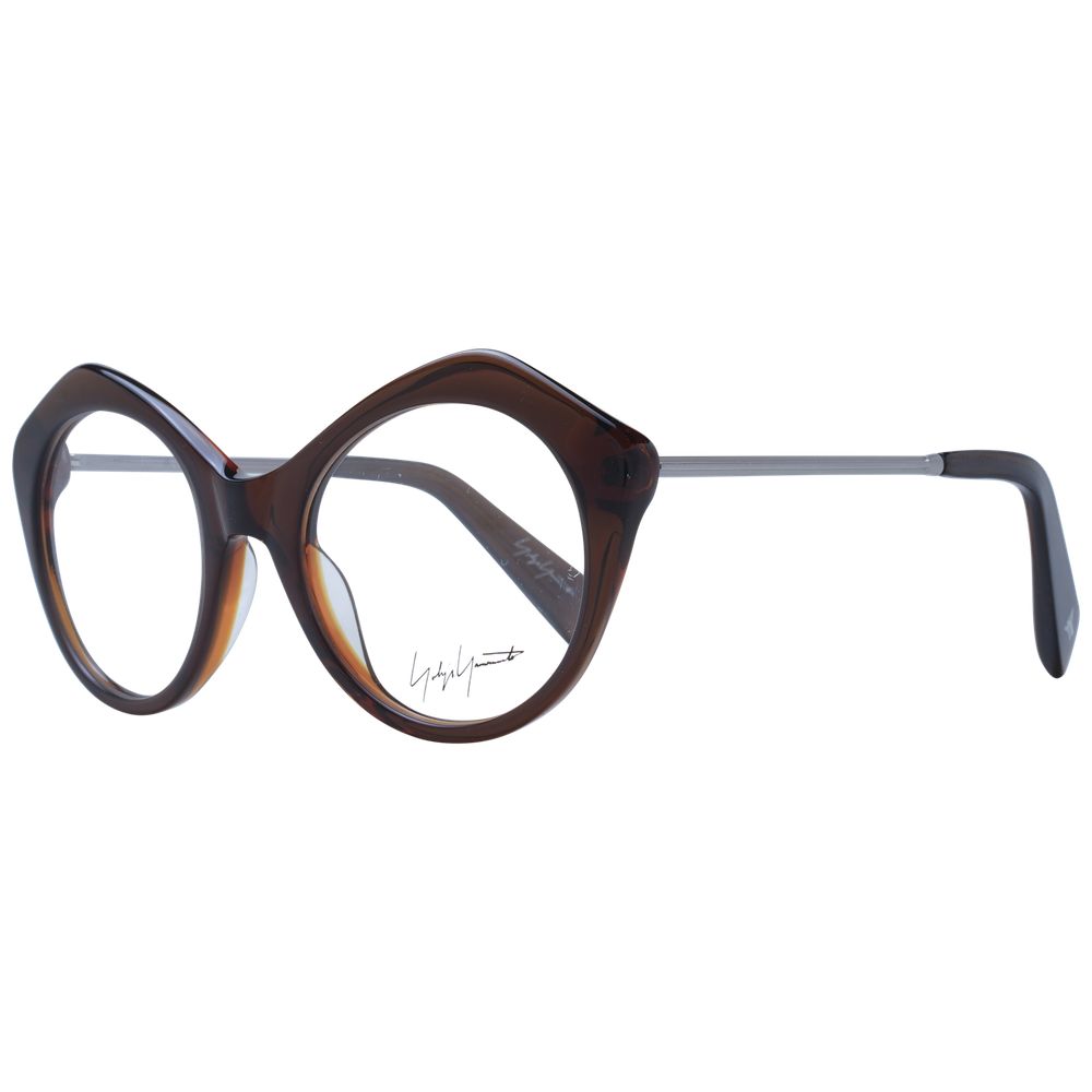 Eyeglasses Frames by Yohji Yamamoto for unisex in acetate brown features a refined silhouette, showcasing a refined brown coloured frame and full-frame frame design for a sophisticated, premium look.