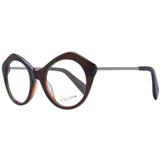 Eyeglasses Frames by Yohji Yamamoto for unisex in acetate brown features a refined silhouette, showcasing a refined brown coloured frame and full-frame frame design for a sophisticated, premium look.