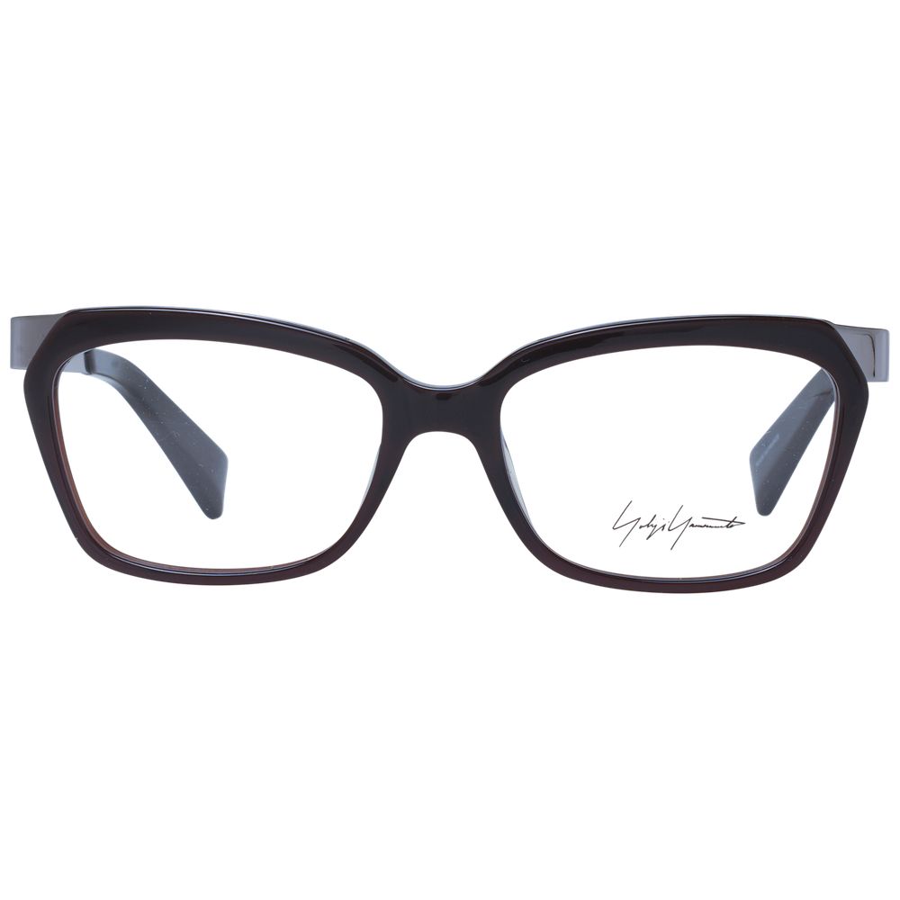 Eyeglasses Frames by Yohji Yamamoto for unisex in acetate brown features an refined silhouette, showcasing a sophisticated brown coloured frame and refined full-frame frame design for a refined look.