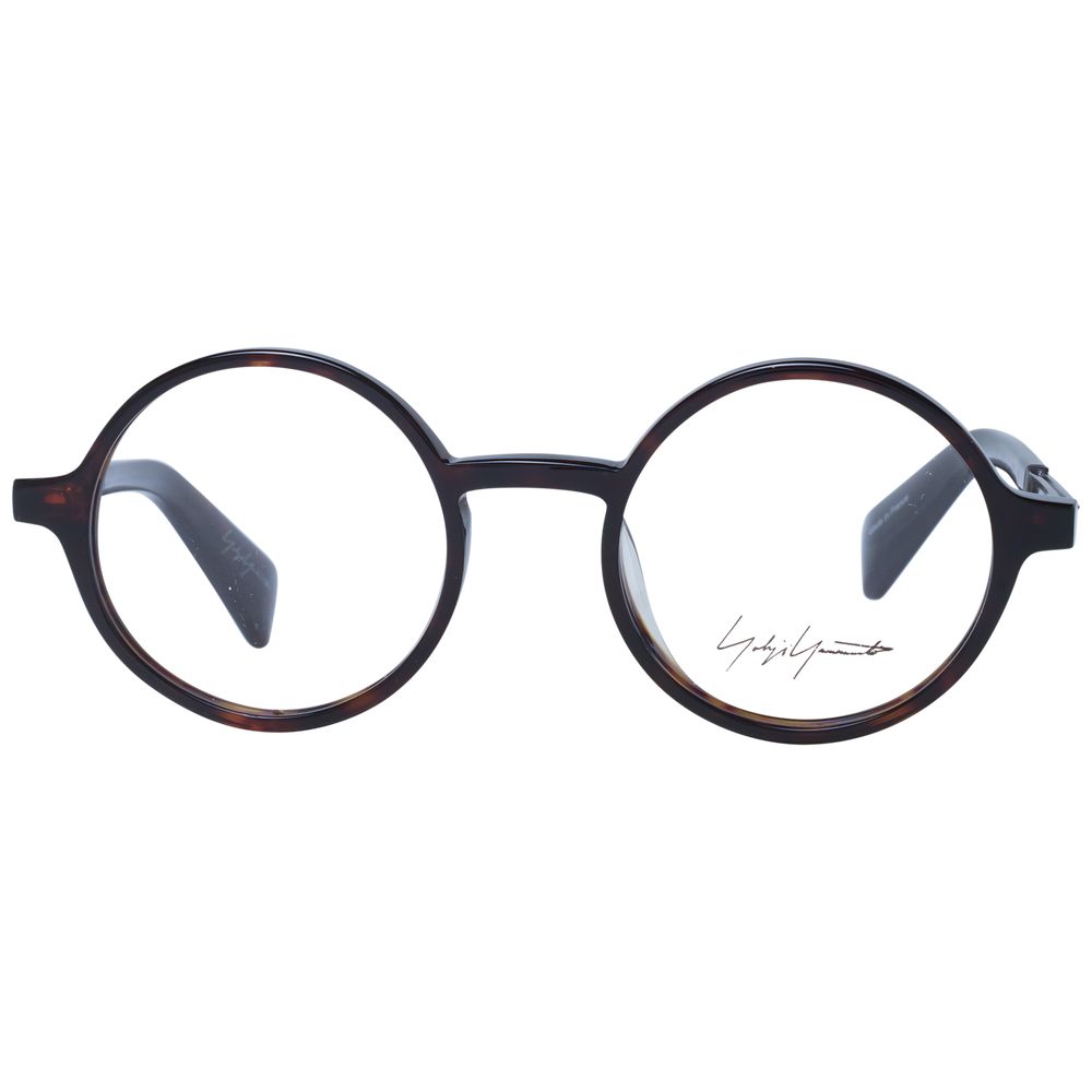 Eyeglasses Frames by Yohji Yamamoto for unisex in acetate brown features an refined silhouette, showcasing a sophisticated brown coloured frame and refined full-frame frame design for a refined look.