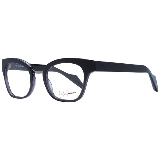 Eyeglasses Frames by Yohji Yamamoto for unisex in acetate black features a refined silhouette, showcasing a refined black coloured frame and full-frame frame design for a sophisticated, premium look.