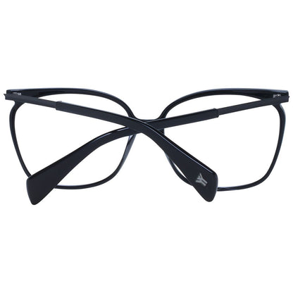 Eyeglasses Frames by Yohji Yamamoto for unisex in acetate black features an refined silhouette, showcasing a sophisticated black coloured frame and refined full-frame frame design for a refined look.