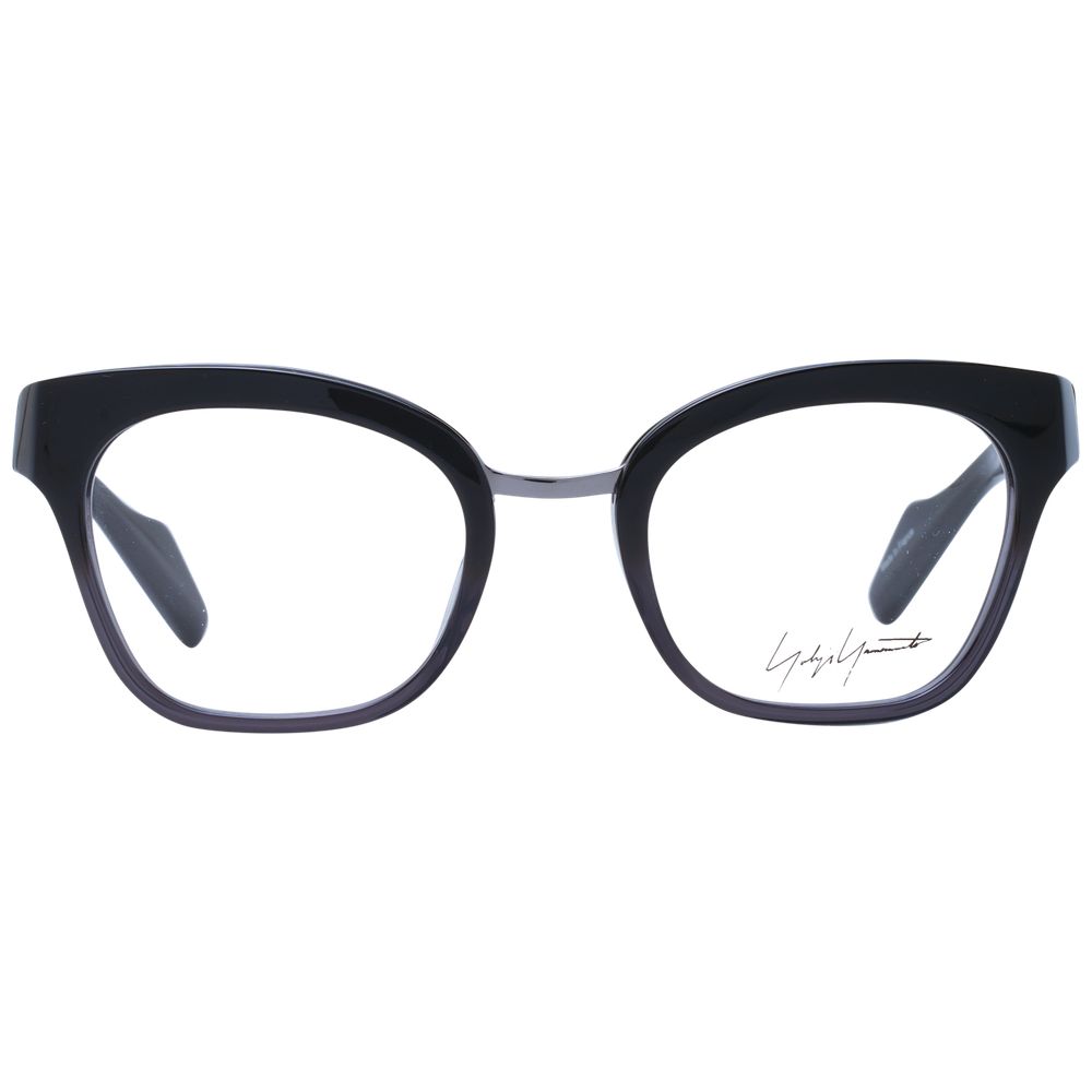 Eyeglasses Frames by Yohji Yamamoto for unisex in acetate black features an refined silhouette, showcasing the refined black coloured frame and sophisticated full-frame frame design.