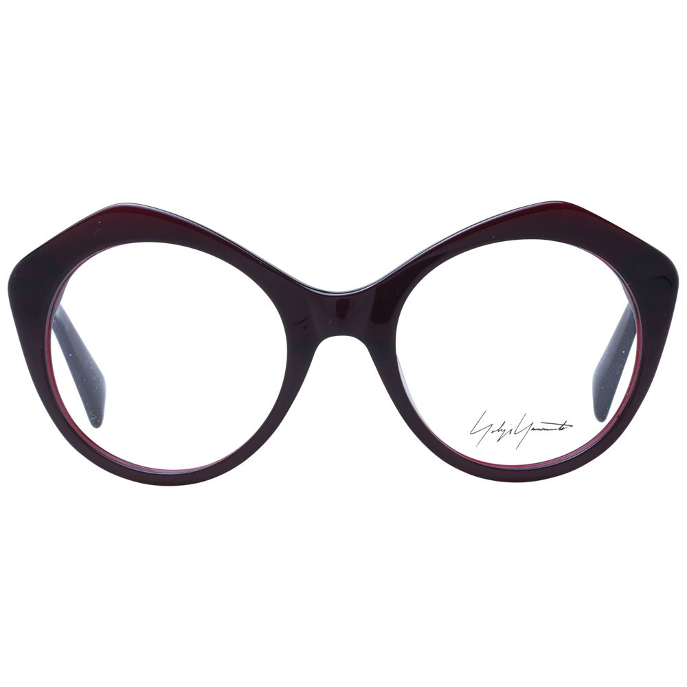Eyeglasses Frames by Yohji Yamamoto for unisex in burgundy features a refined silhouette, showcasing a refined burgundy coloured frame and full-frame frame design for a sophisticated, premium look.