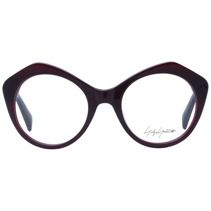 Eyeglasses Frames by Yohji Yamamoto for unisex in burgundy features a refined silhouette, showcasing a refined burgundy coloured frame and full-frame frame design for a sophisticated, premium look.