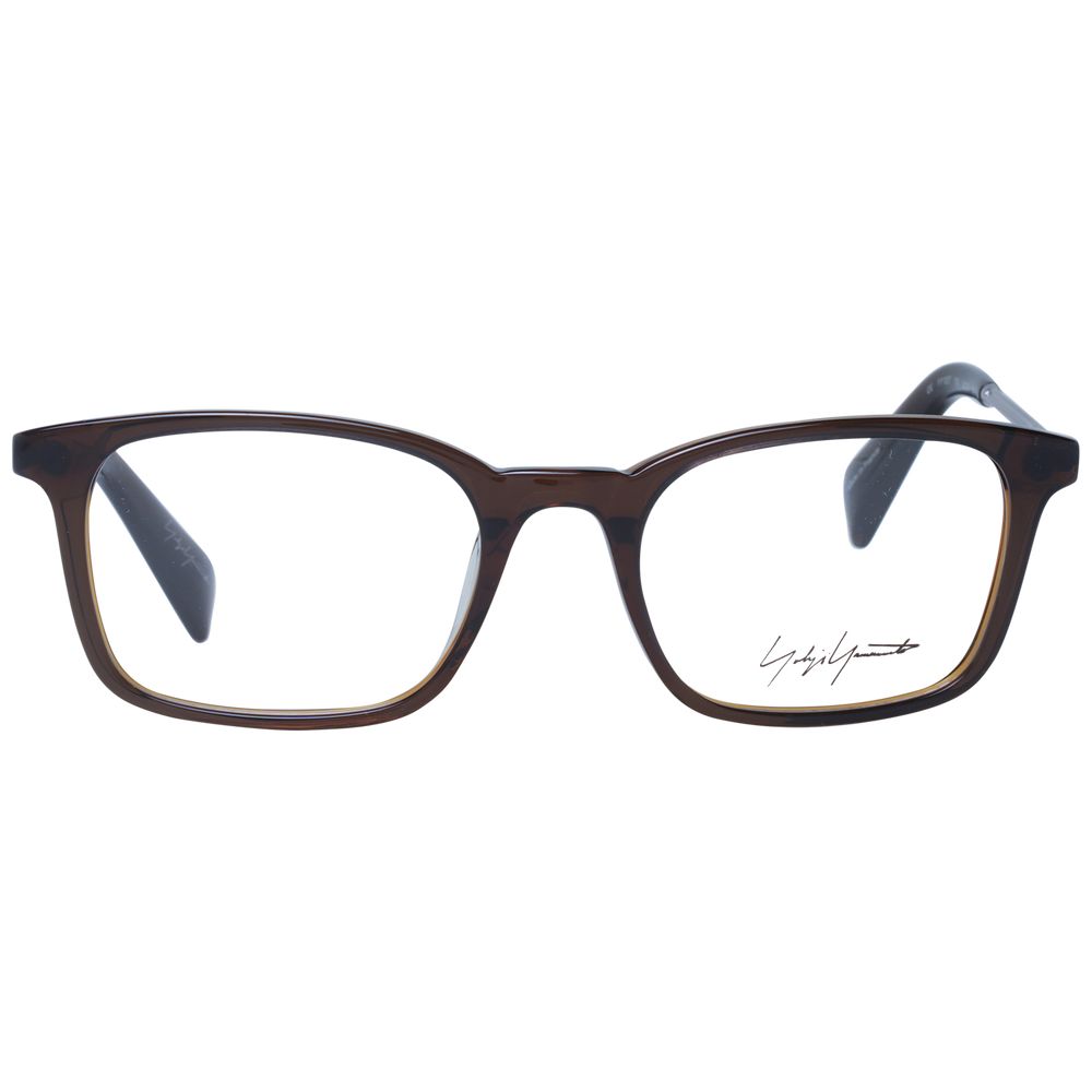 Eyeglasses Frames by Yohji Yamamoto for unisex in acetate and brown showcases an refined full-frame frame design featuring a sophisticated brown coloured frame for an refined and refined aesthetic.
