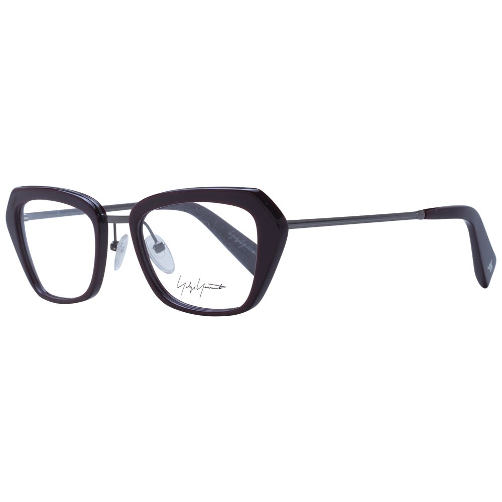 Eyeglasses Frames by Yohji Yamamoto for unisex in metal and burgundy showcases a refined silhouette, detailed with a burgundy coloured frame finish and a sophisticated full-frame frame design.