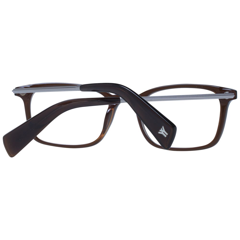 Eyeglasses Frames by Yohji Yamamoto for unisex in acetate brown features an refined silhouette, showcasing a sophisticated brown coloured frame and refined full-frame frame design for a refined look.