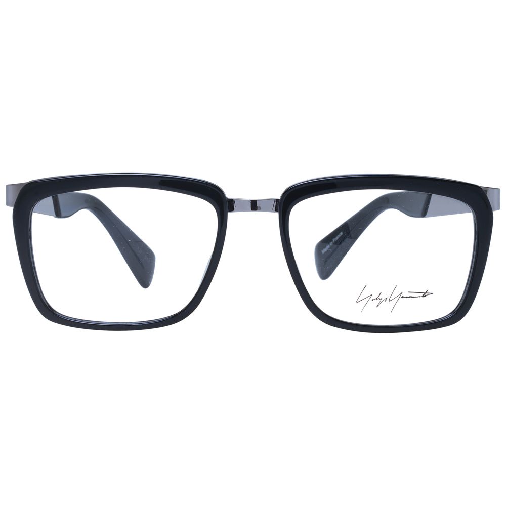 Eyeglasses Frames by Yohji Yamamoto for unisex in acetate black features a refined silhouette, showcasing a refined black coloured frame and full-frame frame design for a sophisticated, premium look.
