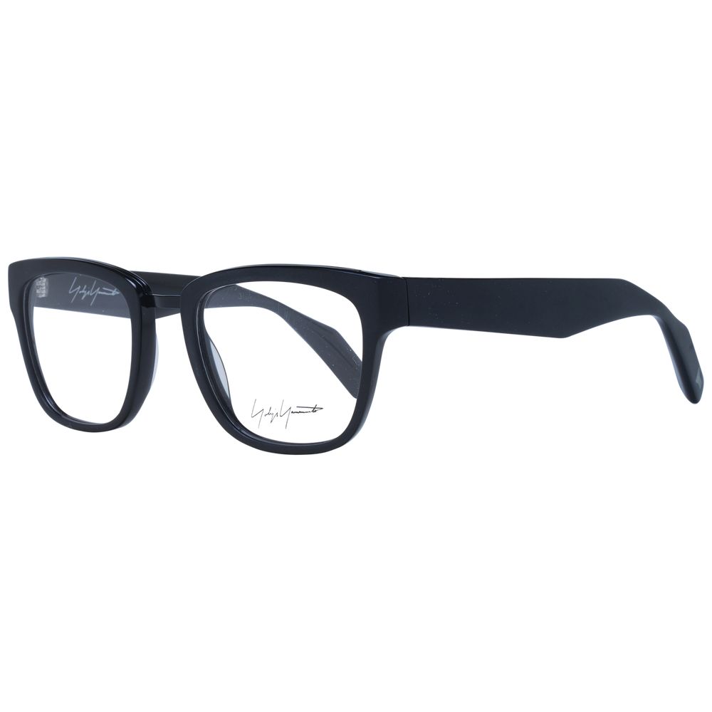 Eyeglasses Frames by Yohji Yamamoto for unisex in acetate black showcases a refined full-frame frame design with a refined black coloured frame finish for a refined and sophisticated look.