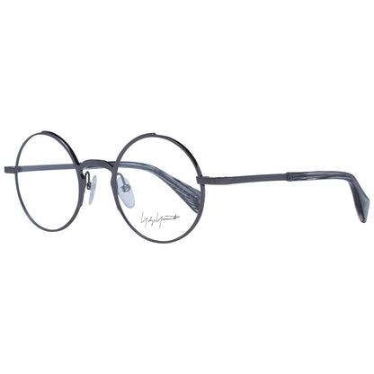 Eyeglasses Frames by Yohji Yamamoto for unisex in metal gray showcases a reflective silhouette, artfully incorporating a sophisticated gray coloured frame with a distinct full-frame frame design.
