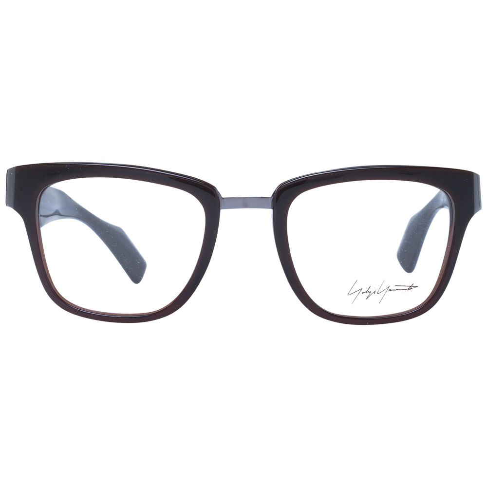Eyeglasses Frames by Yohji Yamamoto for unisex in acetate brown features an refined silhouette, showcasing a sophisticated brown coloured frame and refined full-frame frame design for a refined look.