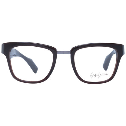 Eyeglasses Frames by Yohji Yamamoto for unisex in acetate brown features an refined silhouette, showcasing a sophisticated brown coloured frame and refined full-frame frame design for a refined look.