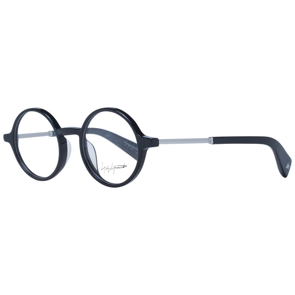 Eyeglasses Frames by Yohji Yamamoto for unisex in acetate and black showcases a refined silhouette, detailed with a black coloured frame finish and a sophisticated full-frame frame design.