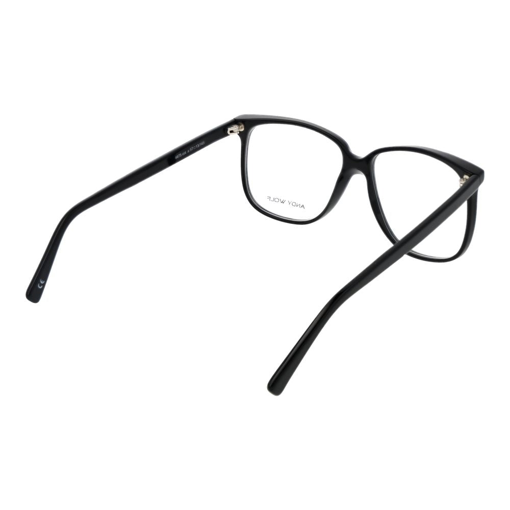 Eyeglasses Frames by Andy Wolf for unisex in acetate black showcases a reflective silhouette, artfully incorporating a sophisticated black coloured frame with a distinct full-frame frame design.